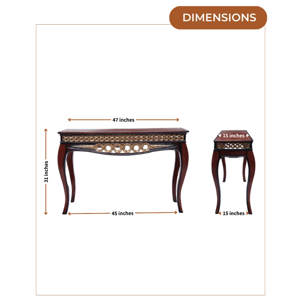 Dimensions of Vortex Solid Wood Console Table (Brown Gold)