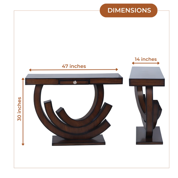 Dimensions of Warc Solid Wood Console Table with Drawer (Mahogany)