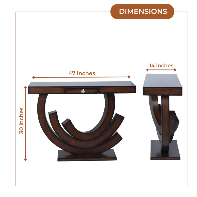 Dimensions of Warc Solid Wood Console Table with Drawer (Mahogany)