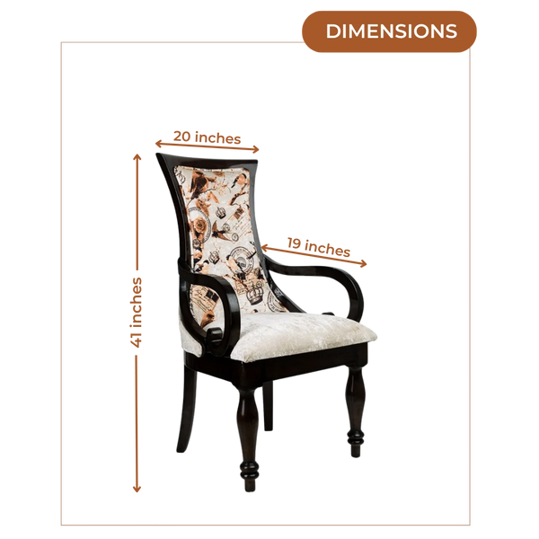 Dimensions of Wlipsy Solid Wood Fabric Arm Chairs (Brown)
