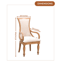 Dimensions of Wlipsy Solid Wood Fabric Arm Chairs (Teak Gold)