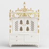 Divine Home Large Floor Rested Pooja Mandir with Door White Gold