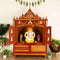 Divine Home Large Floor Rested Pooja Mandir with Door Teak Gold color lifestyle image