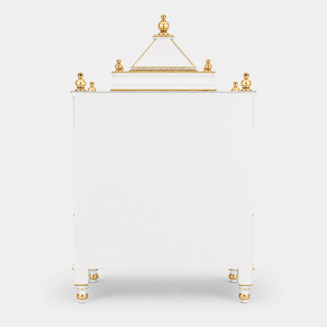 Divine Home Medium Floor Rested Pooja Mandir without Door (White Gold) Back View