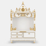 Divine Home Medium Floor Rested Pooja Mandir without Door White Gold