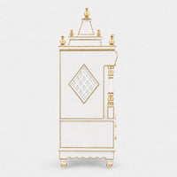 Divine Home Medium Floor Rested Pooja Mandir without Door (White Gold) Side Angle