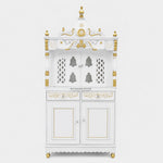 Divine Palace Large Floor Rested Pooja Mandap with Door White Gold