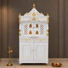 Divine Palace Large Floor Rested Pooja Mandap with Door (White Gold)