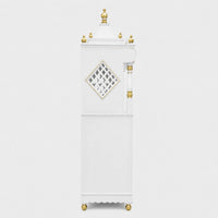 Divine Palace Large Floor Rested Pooja Mandap with Door (White Gold) Side View