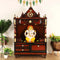 Divine Home Medium Floor Rested Pooja Mandir without Door Brown Gold color lifestyle image
