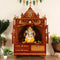 Divine Home Medium Floor Rested Pooja Mandir with Door Teak Gold color  lifestyle image
