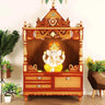 Divine Home Medium Floor Rested Pooja Mandir without Door (Teak Gold)