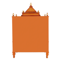 Divine Home Large Floor Rested Pooja Mandir/Wooden temple with Doors for home in Teak Gold color back view