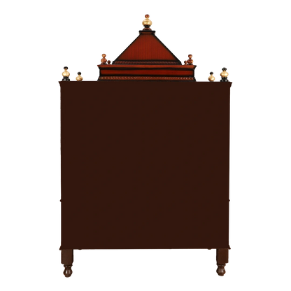 Divine Home Large Floor Rested Pooja Mandir/Wooden temple for home in Brown Gold color back view
