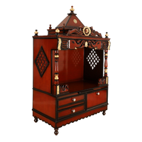 Divine Home Large Floor Rested Pooja Mandir/Wooden temple for home in Brown Gold color 45° side view