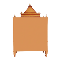 Divine Home Large Floor Rested Pooja Mandir/Wooden temple for home in Teak Gold color back view