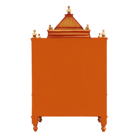 Divine Home Medium Floor Rested Pooja Mandir/Wooden temple with Doors for home in Teak Gold color back view