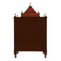 Divine Home Medium Floor Rested Pooja Mandir/Wooden temple for home in Brown Gold color back view