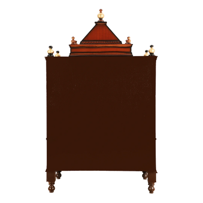 Divine Home Medium Floor Rested Pooja Mandir/Wooden temple for home in Brown Gold color back view