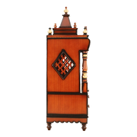 Divine Home Medium Floor Rested Pooja Mandir/Wooden temple for home in Brown Gold color side view featuring jali design and Pillars