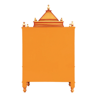 Divine Home Medium Floor Rested Pooja Mandir/Wooden temple for home in Teak Gold color back view