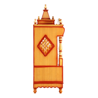 Divine Home Medium Floor Rested Pooja Mandir/Wooden temple for home in Teak Gold color side view featuring jali design and Pillars