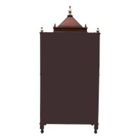 Divine Palace Large Floor Rested Pooja Mandap/Wooden temple with doors for home in Brown Gold color back view