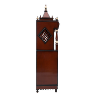 Divine Palace Large Floor Rested Pooja Mandap/Wooden temple with doors for home in Brown Gold color side view featuring jali design and Pillars