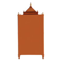 Divine Palace Large Floor Rested Pooja Mandap/Wooden temple with doors for home in Teak Gold color back view