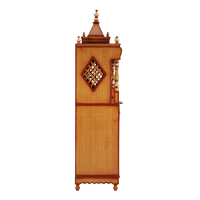 Divine Palace Large Floor Rested Pooja Mandap/Wooden temple with doors for home in Teak Gold color side view featuring jali design and Pillars