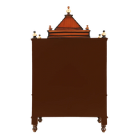 Divine Home Medium Floor Rested Pooja Mandir/Wooden temple with doors for home in Brown Gold color back view