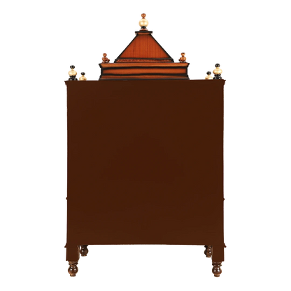 Divine Home Medium Floor Rested Pooja Mandir/Wooden temple with doors for home in Brown Gold color back view