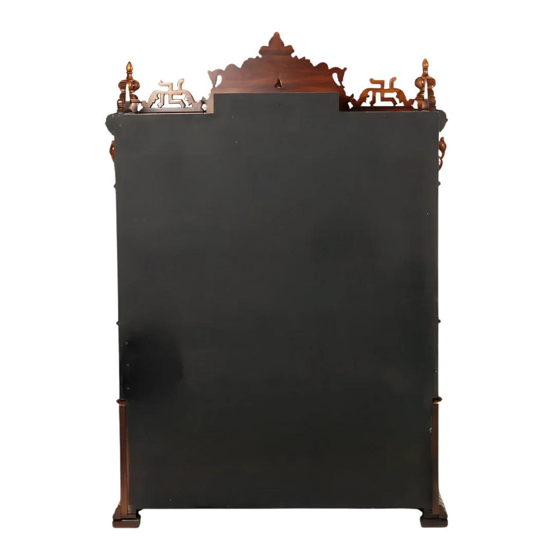 Divrath Teak Wood Mandir (Brown) back view