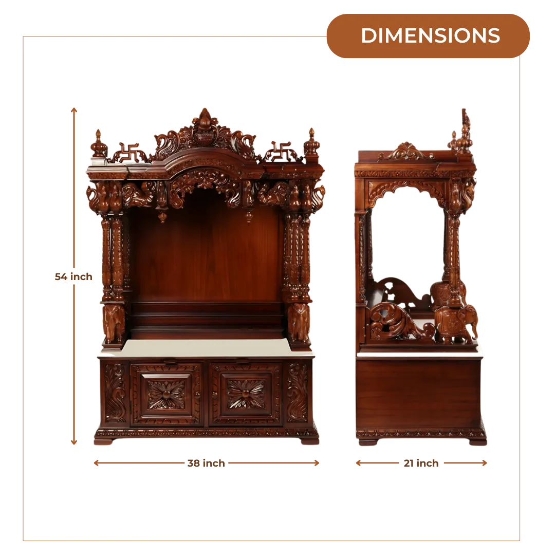 Divrath Teak Wood Mandir (Brown) dimensions