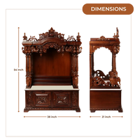 Divrath Teak Wood Mandir (Brown) dimensions