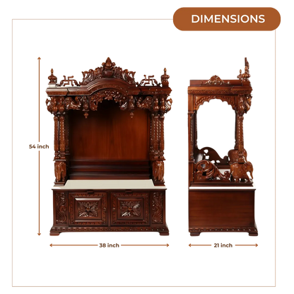 Divrath Teak Wood Mandir (Brown) dimensions
