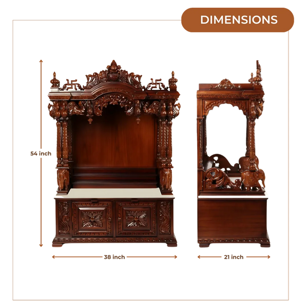 Divrath Teak Wood Mandir (Brown) dimensions