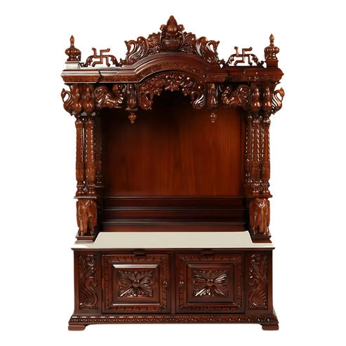 Divrath Teak Wood Mandir - Brown