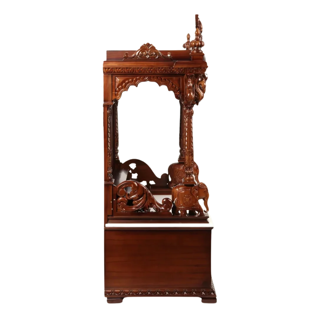 Divrath Teak Wood Mandir (Brown) side view