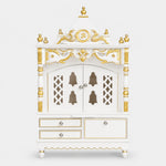 Divya Darshan Floor Rested Pooja Mandir with Door White Gold