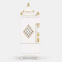 Divya Darshan Floor Rested Pooja Mandir with Door (White Gold) Side View