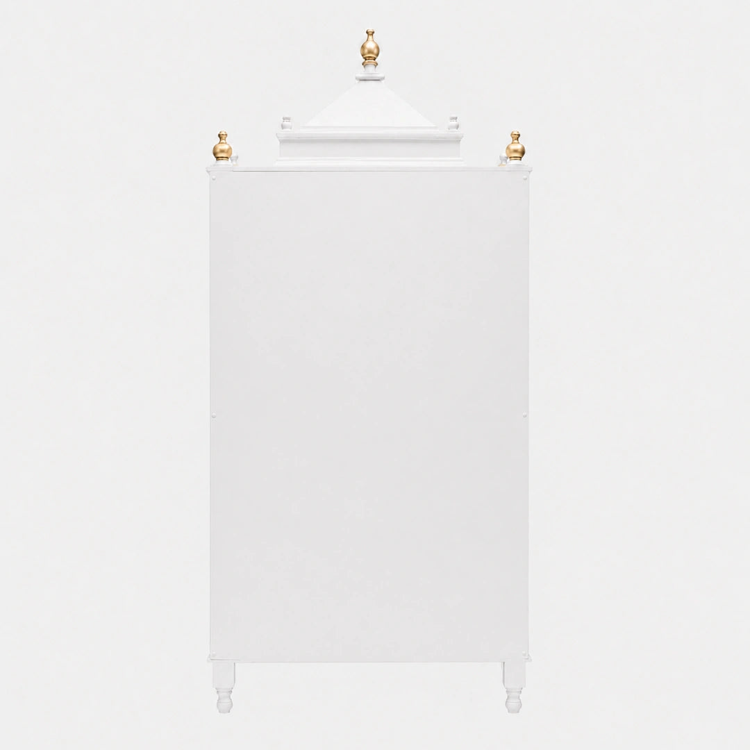 Divya Dham Large Floor Rested Pooja Mandap with Door (White Gold) Back View
