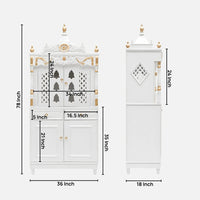 Divya Dham Large Floor Rested Pooja Mandap with Door (White Gold) Dimensions