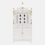 Divya Dham Large Floor Rested Pooja Mandap with Door White Gold