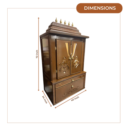 Divya Kosh Teak Wood Mandap (Caramel Brown) dimension