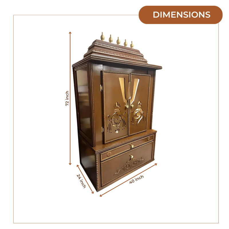 Divya Kosh Teak Wood Mandap (Caramel Brown) dimension