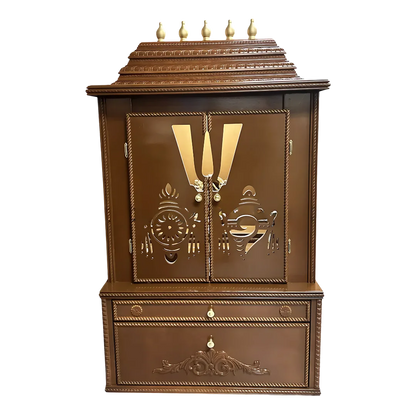 Divya Kosh Teak Wood Mandap (Caramel Brown) front view