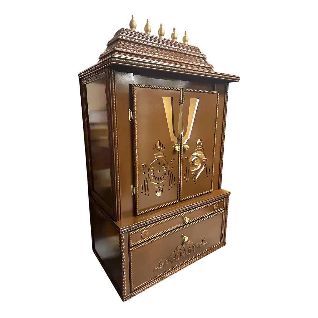 Divya Kosh Teak Wood Mandap (Caramel Brown) side view