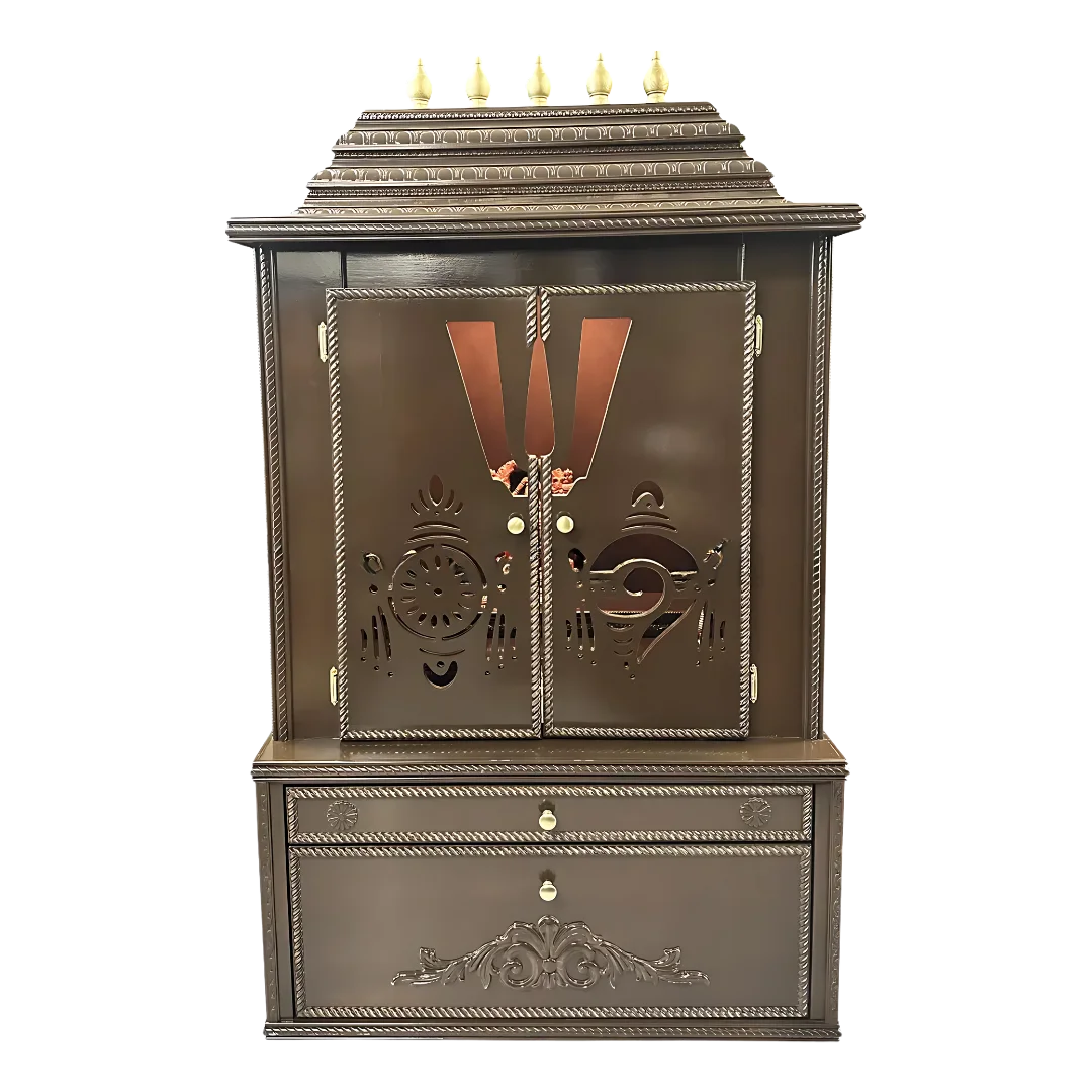 Divya Kosh Teak Wood Mandap Choco Brown with Door