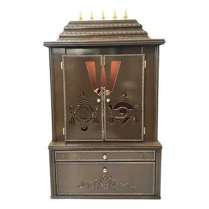 Divya Kosh Teak Wood Mandap (Choco Brown) front view